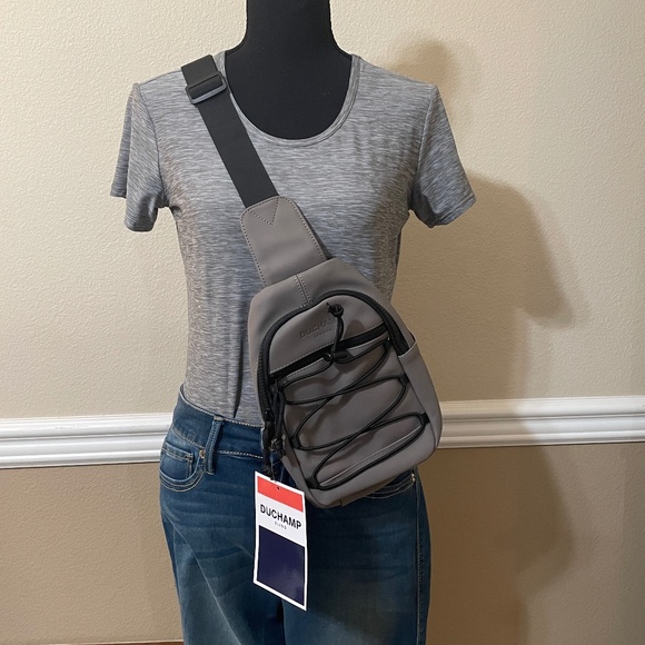 Duchamp Handbags - NWT DUCHAMP Versatile Unisex Rubberized Utility Sling Bag - Color: Taupe/Gray